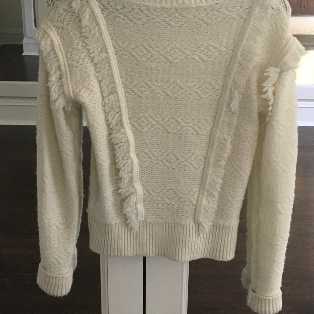 GAP Wool Blend Ivory Ruffle Sweater - Picture 2 of 3